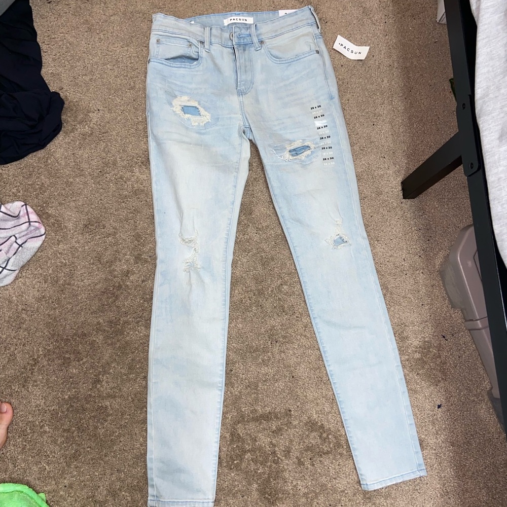 PacSun Light Ripped Stacked Skinny Comfort Stretch Jeans